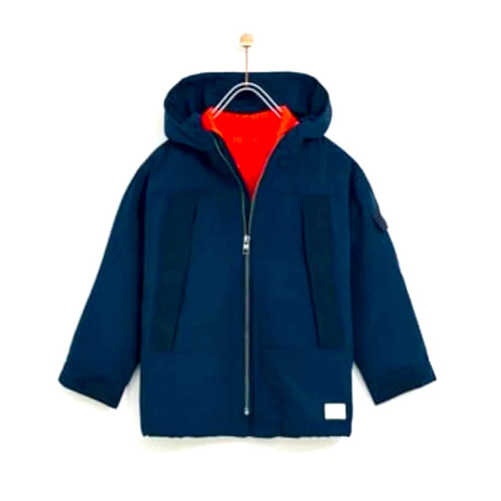 Zara Boys Size 5 Navy Parka With Contrasting Detachable Jacket 3 Coats In One